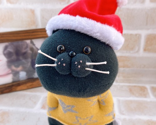 ︎メリークリスマス⭐︎ サンタになった黒猫 ぬいぐるみ