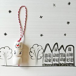 【クリスマス壁飾り】マシュマロ風スノーマン 1枚目の画像