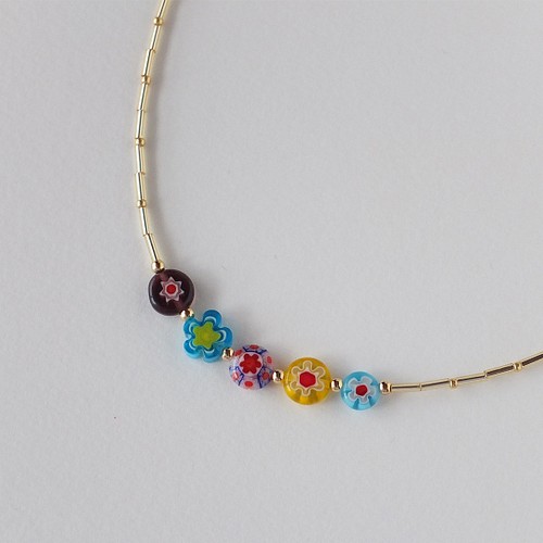 ミルフィオリが繊細で鮮やかな色彩のおしゃれで上品なビーズネックレス～millefiori beads necklace～ ネックレス・ペンダント  More:Than:Now 通販｜Creema(クリーマ) 15094407