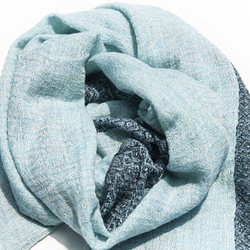 喀什米爾Cashmere 針織圍巾 純羊毛圍巾 手織圍巾 編織圍巾-藍天 沙發巾手織毯 花朵藤蔓葉子 露營蓋毯保暖羊絨 第1張的照片