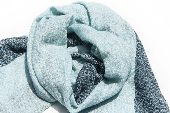 喀什米爾Cashmere 針織圍巾 純羊毛圍巾 手織圍巾 編織圍巾-藍天 沙發巾手織毯 花朵藤蔓葉子 露營蓋毯保暖羊絨 第1張的照片