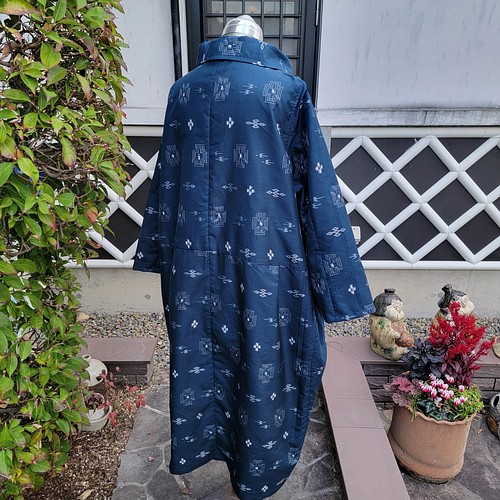 着物リメイク 古布 手作り 琉球紬 コート ワンピース hanahukujun 通販