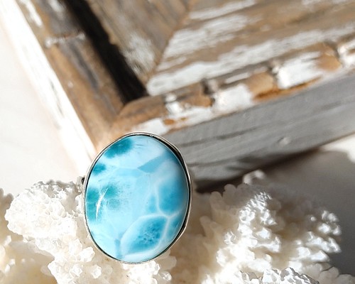 Sold ❁Sea blue larimar ring silver925 約12.5号❁ハイクラス 指輪