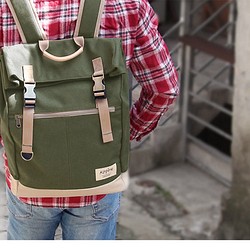 【KOPER】Unflat Sail-Retro Double Buckle Backpack Military Green