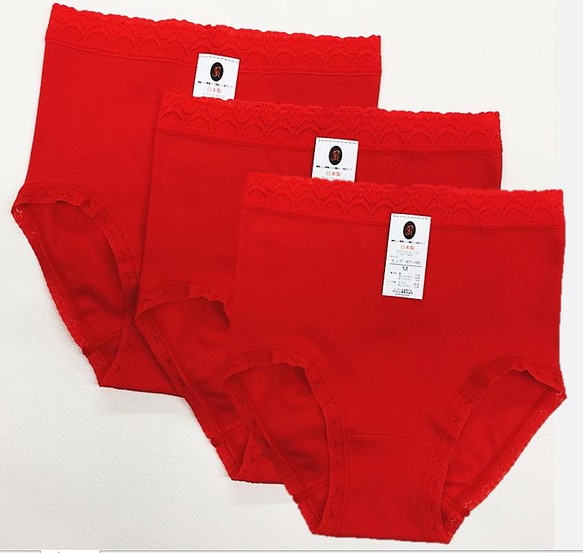 日本製おこだわり　赤ショーツ　Lサイズ　3枚セット　送料込み　赤パン 1枚目の画像