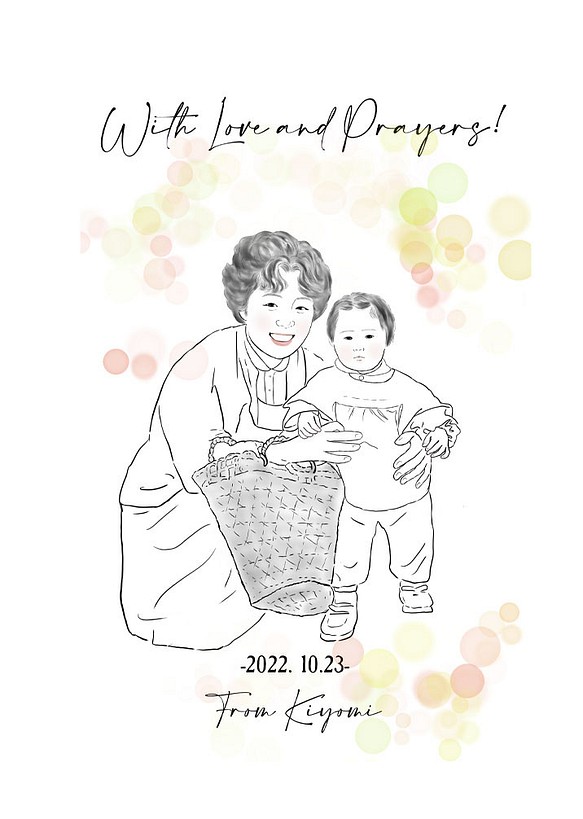 子育て感謝状 家族へのギフト 母の日 父の日 バースデイプレゼント 出産祝い 敬老の日 ナチュラルな似顔絵イラスト イラスト Olivia Design 通販 Creema クリーマ ハンドメイド 手作り クラフト作品の販売サイト