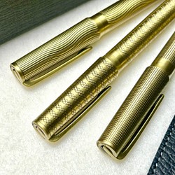 3952 オールド ゴート - シラヤ レトロ スタイル エンシェント ブラス 金メッキ スチール チップ ペン 1枚目の画像