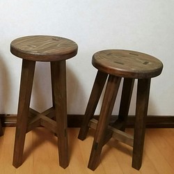 木製スツール ２脚セット 高さ58cm 丸椅子 stool 椅子（チェアー