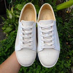 本革 帆布 定番 キャンバス地 白スニーカー 裏地本革仕様 シンプルコーデ 22 5 29cm 本革 シューズ 靴 Mexica Shoes 通販 Creema クリーマ ハンドメイド 手作り クラフト作品の販売サイト