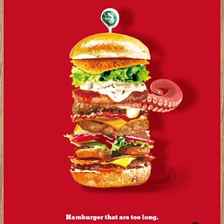 タコハンバーガー　おもしろい　アート  アートポスター　ポスター  A4　全作定評品質　アートseiで検索　C-134 1枚目の画像
