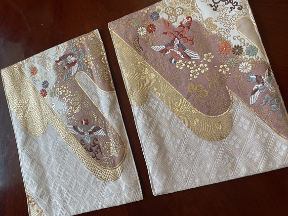 純金泊豪華刺繍 袋帯から作った正絹ティーマット2枚セット1870