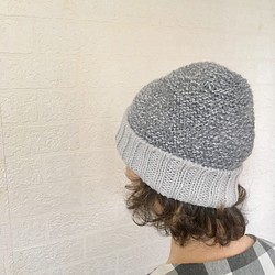mélange acrylique* 手編みやわらか温もりニット帽 1枚目の画像