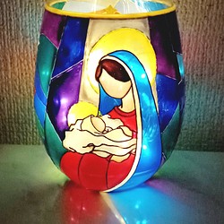 クリスマス キリスト降誕キャンドルホルダー 【マリア様と赤子のイエス 