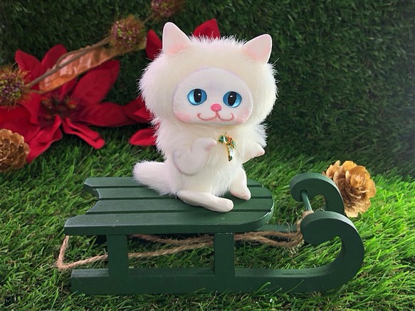 白猫のスピカちゃんぬいぐるみドールアートドール 1枚目の画像