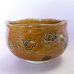 猫がいっぱいの　京焼　抹茶碗 1枚目の画像
