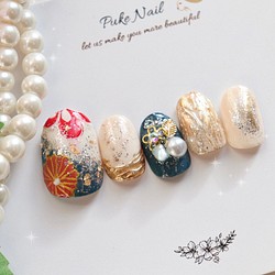 Puke Nail [No.480] 指甲尖♡日式/成人禮指甲/和服指甲尖 第1張的照片