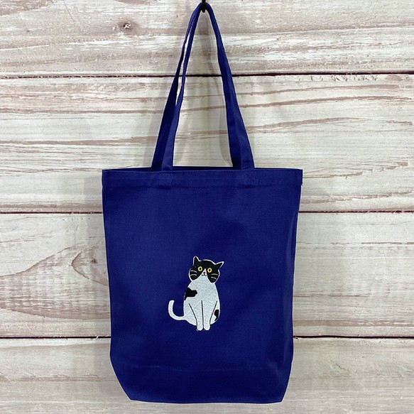 Sitting Hachiware Cat 刺繡帆布棉質手提袋/環保袋 [免運費] 第1張的照片