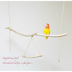 流木インテリア  シンプルな天然流木の小鳥の止まり木 吊り下げタイプ インコ 鳥 ブランコ 自然木 No.1 1枚目の画像