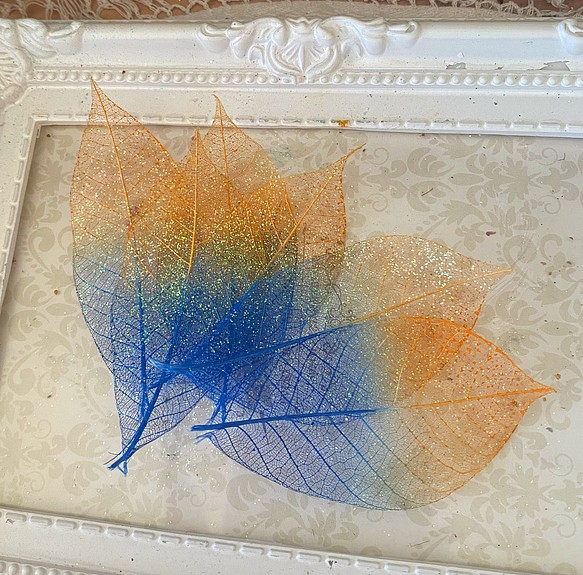 ミニスケルトンリーフアレンジ加工小分け❣️ハンドメイド花材カラードライフラワー 1枚目の画像
