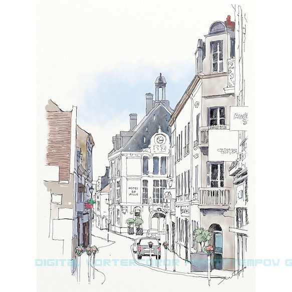 ポストカード ヨーロッパ風景画（組み合わせ自由4枚セット1.000円）No.209  ロワールの町 1枚目の画像
