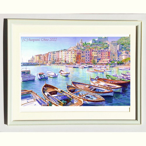 イタリア 地中海 アマルフィ 風景画 版画 ヨーロッパ 絵画 リゾート 海