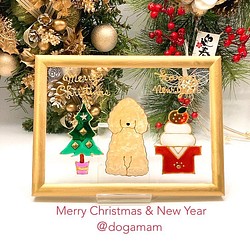DOG.AM ガラスフレーム　クリスマス　お正月　アメリカンコッカースパニエル 1枚目の画像