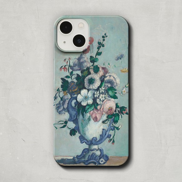 スマホケース / ポール セザンヌ「ロココ調の花瓶の花」 iPhone 全機種対応 おもしろ アート 絵画 レトロ 個性 1枚目の画像