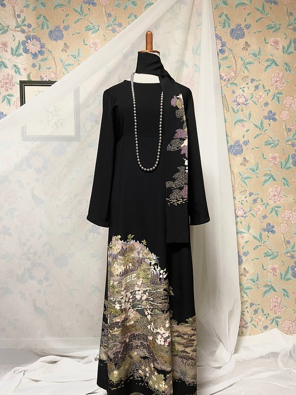 着物リメイク:ロングドレス(大輪の花) 売り出し価格 www