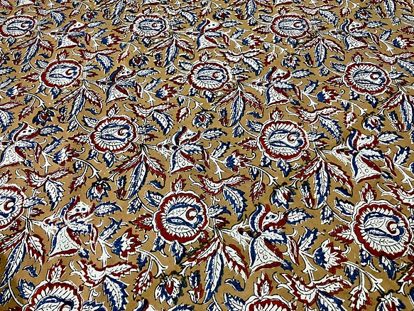 インド ブロックプリント (ハンドプリント生地)　幅１１０cm×長さ５０cm 1枚目の画像