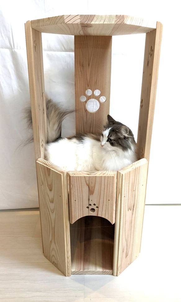 猫アロマ　3階建て 猫ベッド　ベッド　ねこ　木製 1枚目の画像