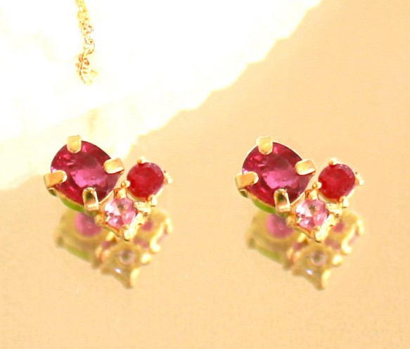 love love - Ruby & Pink Sapphire Earrings/Pierce イヤリング