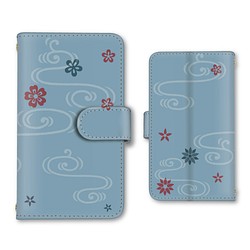 和柄 シンプル スマホケース 手帳型ケース iPhoneケース 携帯ケース ミラー カード収納ポケット ストラップホール 1枚目の画像