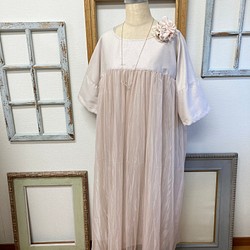 Sale price ★ Wedding after-party dress ❤️ 縮褶薄紗連衣裙 米色粉色（尺碼從 L 到 L 第1張的照片