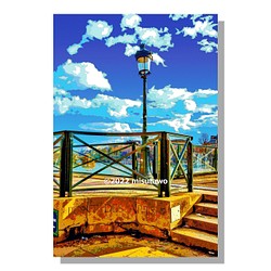 【選べる3枚組ポストカード】パリ ポンデザールの街灯【作品No.457】 1枚目の画像