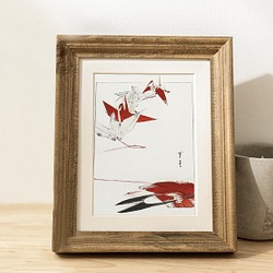 【NO.429】折り鶴と糸切狭の日本画アートポスター☆お正月和柄大正ロマン昭和レトロ2LA3A2A1B5B4B3B2B1 1枚目の画像