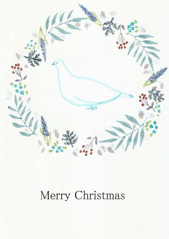 クリスマスポスター鳩C（A４サイズ）１枚 1枚目の画像