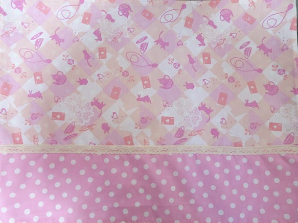 ３０×４０　ランチョンマット　ピンク系アリス柄　入園 入学 1枚目の画像
