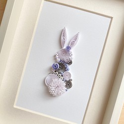 【即納可】宝石みたいなペーパーアート paperbijuox : ウサギ / オーキッド 1枚目の画像
