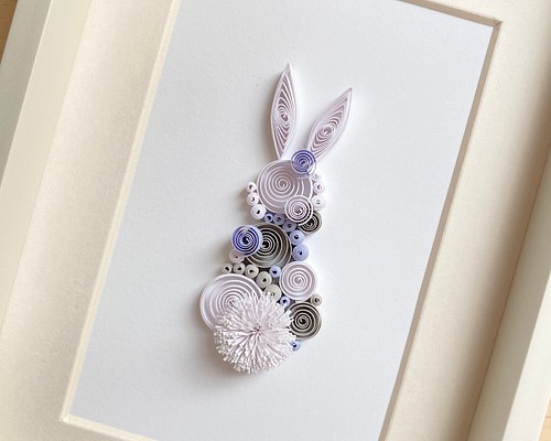 即納可】宝石みたいなペーパーアート paperbijuox : ウサギ 