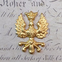 BEHOLD− アルザス＝ロレーヌ 紋章 真鍮製 1個 鷲 王冠 アメリカ製 スタンピング ヴィンテージ風 1枚目の画像