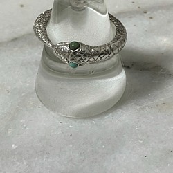 silver925 ouroboros ring w/turquoise 1枚目の画像