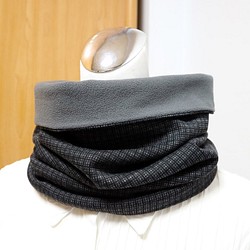 小格紋保暖圍脖 頸套 雙面雙色 短圍巾 男女均適用  *SK* 第1張的照片