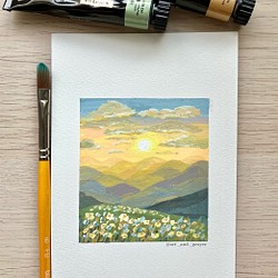ORIGINAL PAINTING - sunset , 原画, オリジナルアート, 景色 1枚目の画像
