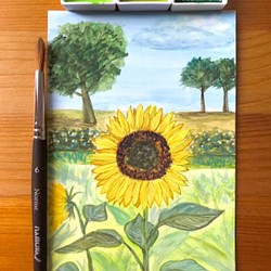 ORIGINAL PAINTING - wild sunflower , 原画, オリジナルアート, ひまわりアート 1枚目の画像