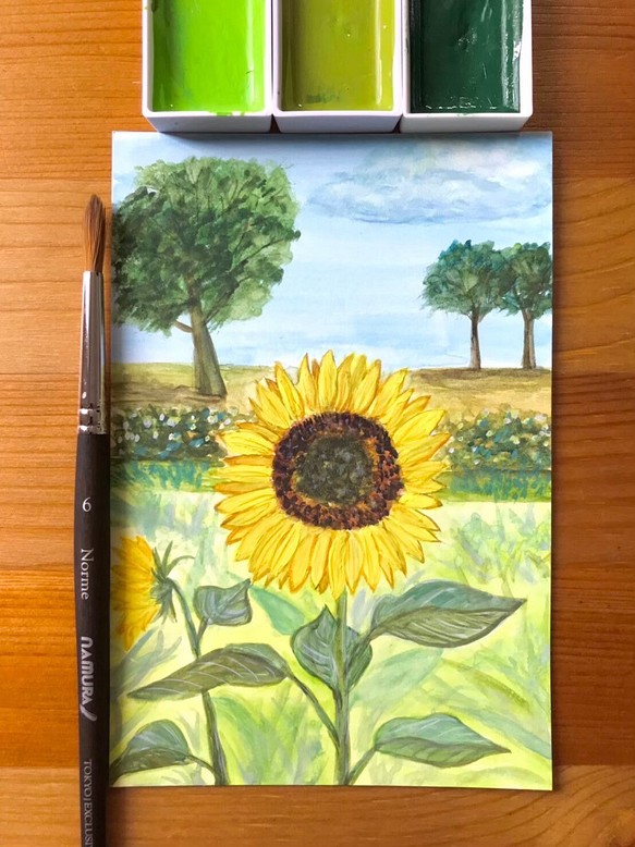 ORIGINAL PAINTING - wild sunflower , 原画, オリジナルアート, ひまわりアート 1枚目の画像
