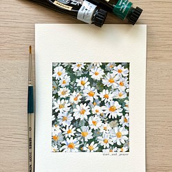 ORIGINAL PAINTING- daisies , 原画, オリジナルアート, デイジーの絵, フラワーアート 1枚目の画像