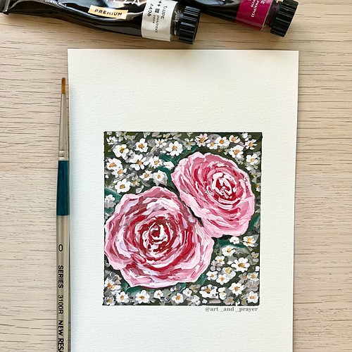 ORIGINAL PAINTING - Roses, 原画, オリジナルアート, バラのアート ...