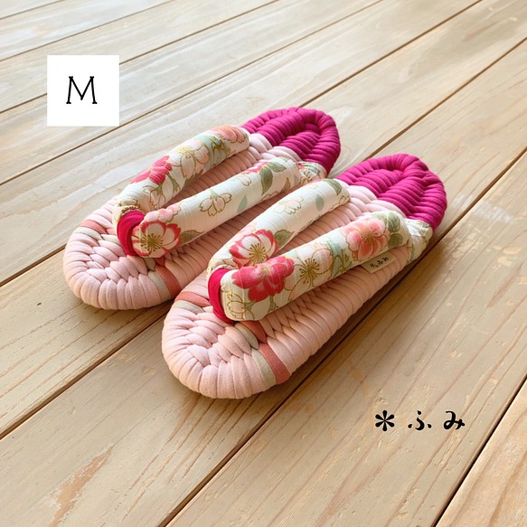 room shoes＊布ぞうり／ Ｍ24〜25cm【和桜ピンクＭ63】桜・ギフト