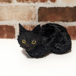 羊毛フェルト　「ツヤツヤ黒猫の子猫オブジェ」 1枚目の画像