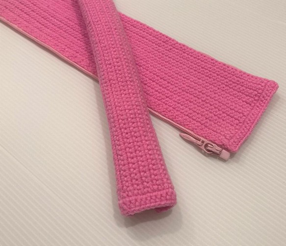 ピンク色/バッグハンドルカバー/編み物/手編み/ハンドメイド/LVバッグハンドルカバー26cm 1枚目の画像
